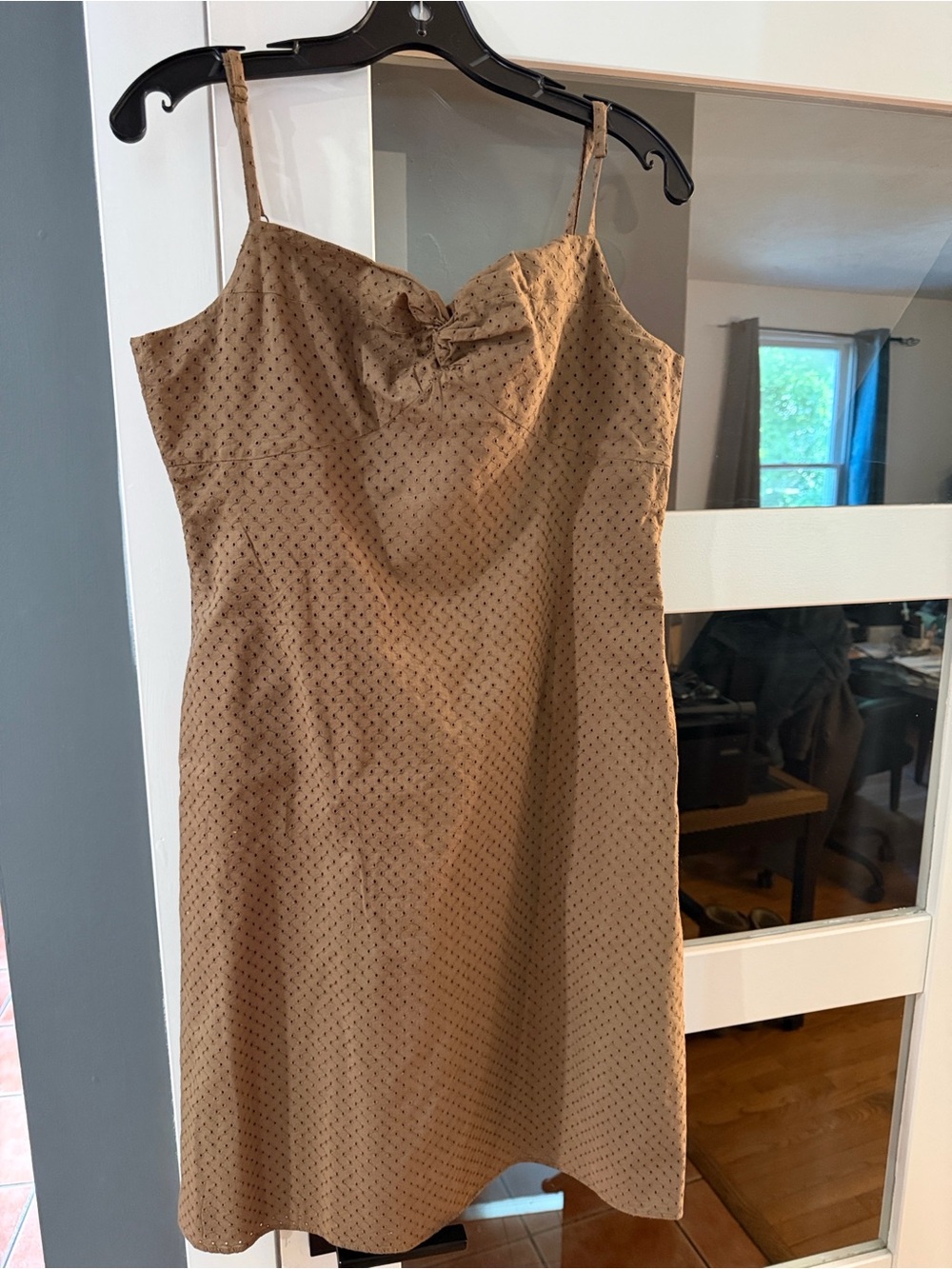 GAP Tan Dot-Print Spaghetti Strap Mini Dress